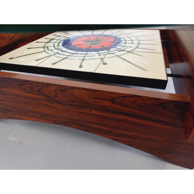 Vintage Round Coffee Table in Rosewood and Ceramic from Vallauris, 1970s For Sale - Image 14 of 18
