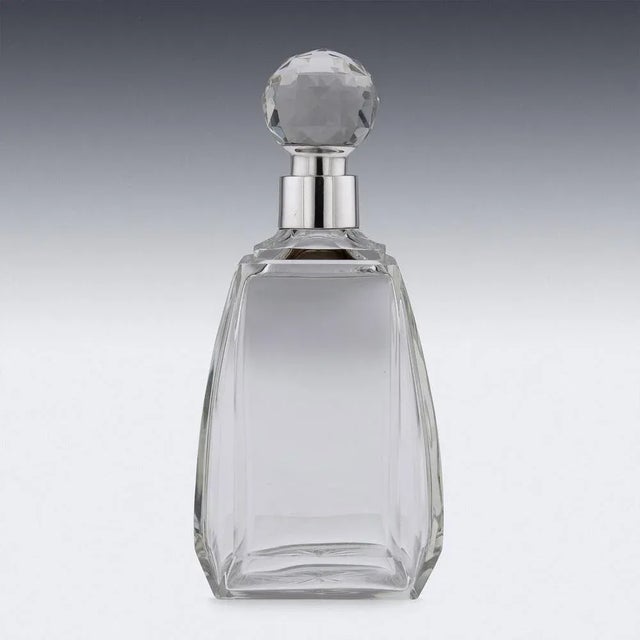 20th Century English Solid Silver & Glass Spirit Decanter from Mappin & Webb, 1929s For Sale - Image 4 of 13