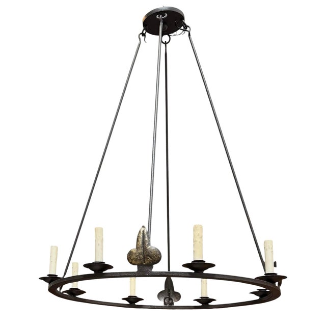 Spanish 18c Style Spanish Colonial Wrought Iron 8 Lite Chandelier by Randy Esada Designs For Sale - Image 3 of 3