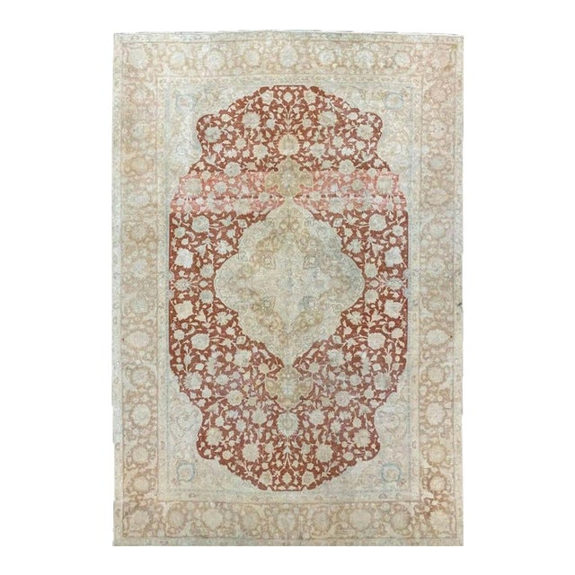 1960s Old Persian Tabriz Area Rug 6 X 9 For Sale