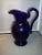 Traditional Large Cobalt Glass Hand Blown Pitcher For Sale - Image 3 of 8
