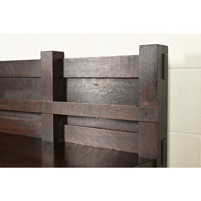 Imperial Furniture Grand Rapids Mission Oak Arts & Crafts Strap Hinge Eight-Leg Sideboard, Circa 1900 For Sale - Image 11 of 15