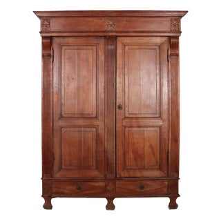 19th Century Danish Oak Wardrobe For Sale