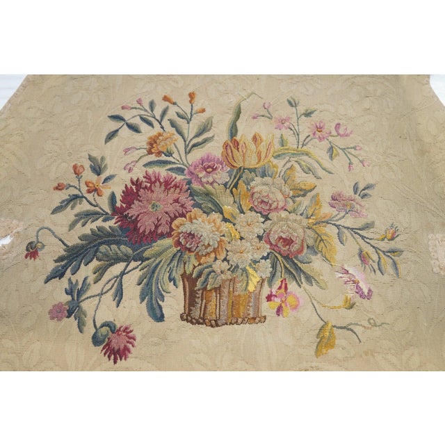 Ivory Antique French Tapestry Seat Cover. Circa 1890 One of Pair 2'4'' X 2'8'' For Sale - Image 8 of 9