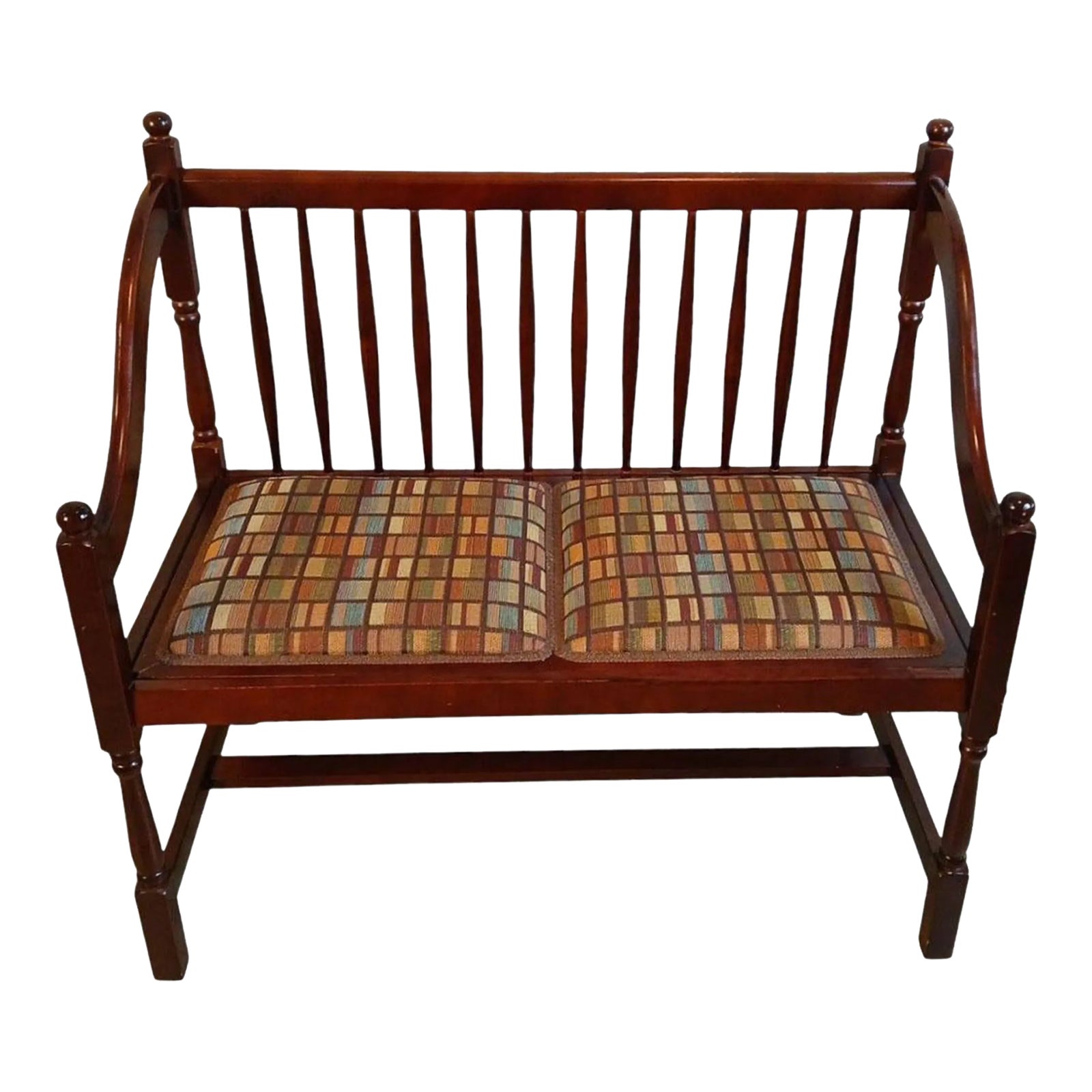 Upholstered Antique Bench Seat Seat Upholstered Bench, Spain, 1910s - Main Image