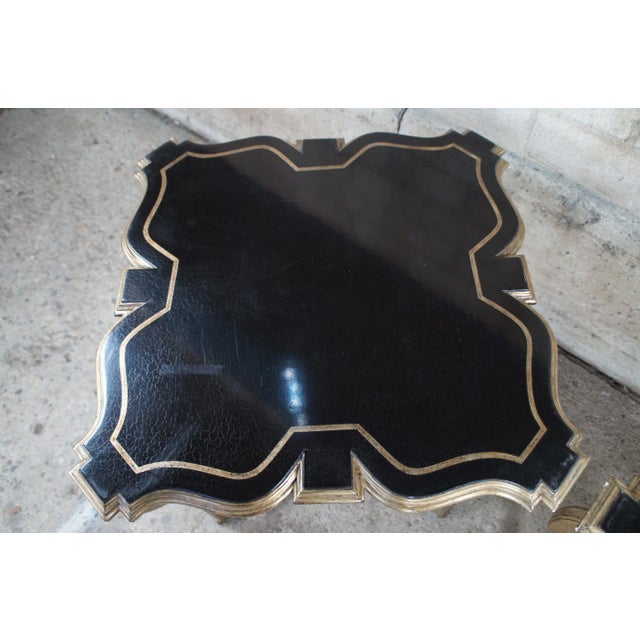 2 Contemporary Champagne & Black Crackled Modern Side End Tables Pair For Sale - Image 4 of 12