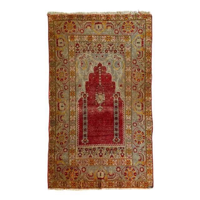 Turkish Hand-Knotted Rug with Prayer Motif, 1920s For Sale