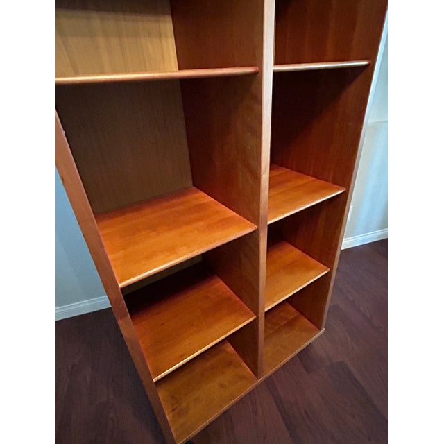 1990s 2000s Modern Mobile Cherry 10-Cubby Shelving Unit on Industrial Casters For Sale - Image 5 of 11