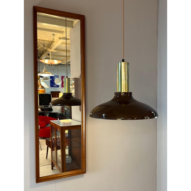 Danish Hanging Lamp with Brown Brass For Sale - Image 3 of 11