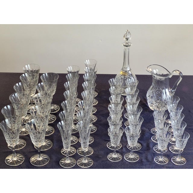 1950s Crystal Tarn Carafe and Glasses from Saint Louis, France, 1950s, Set of 49 For Sale - Image 5 of 18