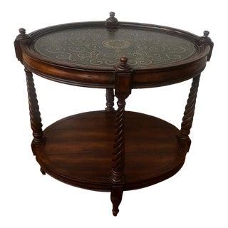 Laramie Etched Brass Top Side Table For Sale
