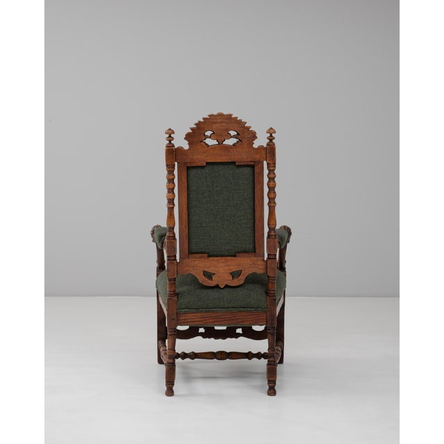 1900s French Baroque Revival Oak Armchair with Upholstered Cushions For Sale - Image 18 of 18