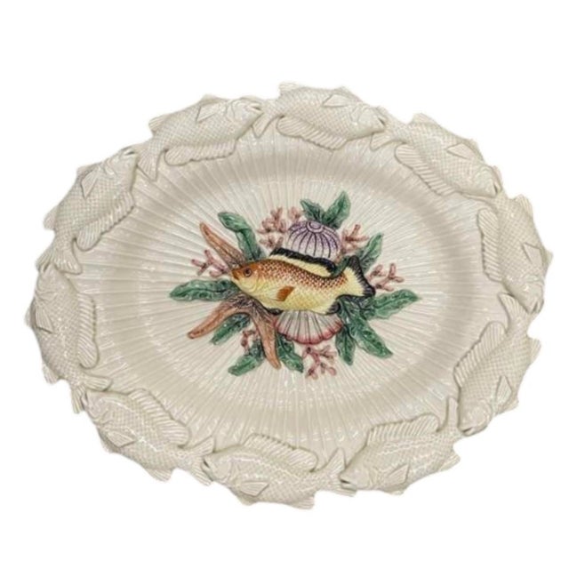 This vintage 1986 Fitz & Floyd ceramic serving platter/bowl features an ornate coastal motif crafted with high-relief...