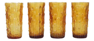 Vintage Italian Tall Amber Drinking Glasses - Set of 4