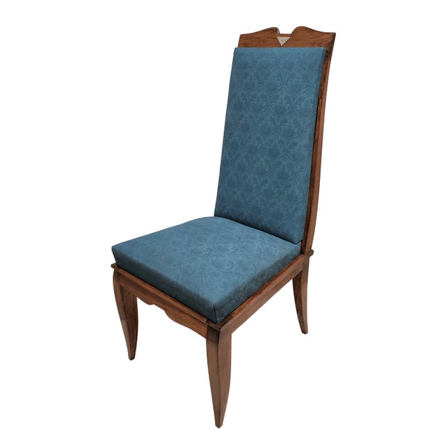 Auburn Mid 20th Century Set of Six Original French Mid Century Tall Back Dining Chairs With Nickel Mounts For Sale - Image 8 of 13