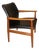 Danish Teak and Black Skai Leather Armchair by Grete Jalk for Glostrup, 1960s For Sale