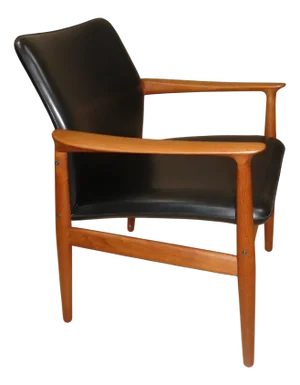 Danish Teak and Black Skai Leather Armchair by Grete Jalk for Glostrup, 1960s