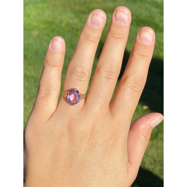 The Bickville: Ladies Victorian Rose Gold Cocktail Ring Set With Amethyst For Sale - Image 9 of 10