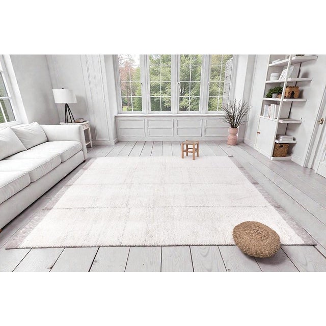 White 1970s Living Room Earthly White Kilim Rug For Sale - Image 8 of 9