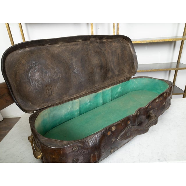 English 19th Century Brown Leather Case with GR Crowned Monogram and Ball Feet For Sale - Image 11 of 12