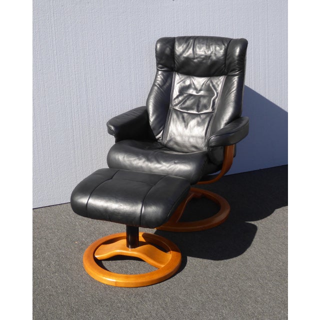 Vintage Mid Century Hjellegjerde Mobler Norway Black Recliner Chair Ottoman Chairish