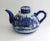 Very large, blue and white Victoria Wear teapot with matching lid and bamboo style handle. Fully marked, made by Victoria...