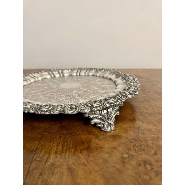 1900 - 1909 Antique Edwardian Silver Plated Tray, 1900 For Sale - Image 5 of 6