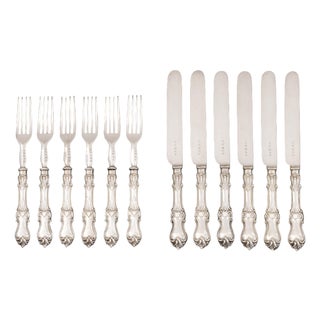 Georgian Silver Plate Dessert Flatware Set for Six, 12 Pieces For Sale