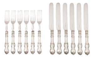 Georgian Silver Plate Dessert Flatware Set for Six, 12 Pieces
