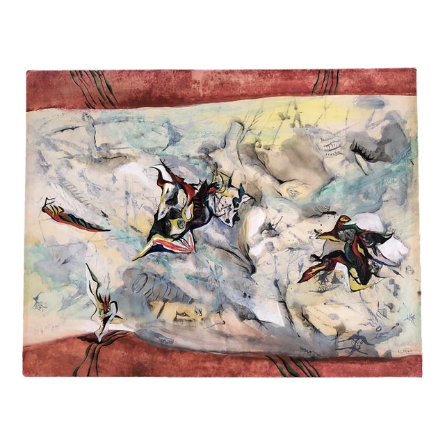 1940’s Original Ralph Nelson Abstract Painting Signed For Sale