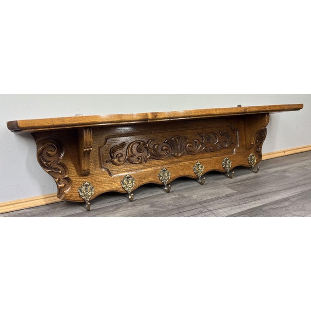 Vintage French Coat Rack in Oak For Sale - Image 5 of 10