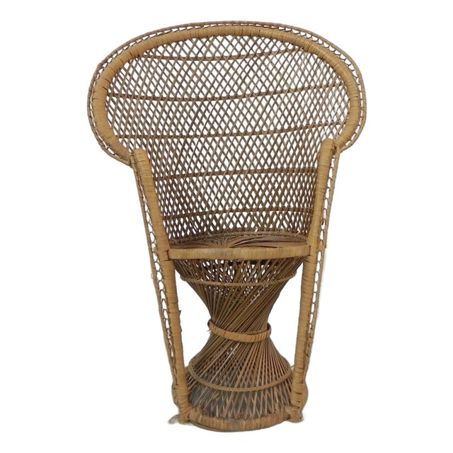 Small Vintage Rattan & Bamboo Emmanuelle Chair, 1970s For Sale