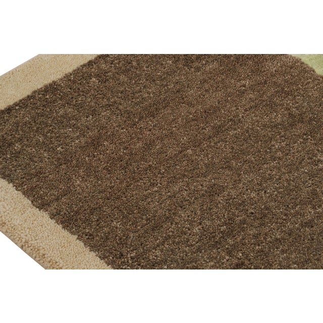 Rug & Kilim’s Modern Bauhaus Geometric Beige Brown Blue and Green Wool Custom Rug For Sale In New York - Image 6 of 7
