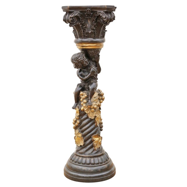 Large Antique French Mixed Metal Bronze Pedestal from A Moreau Paris, 1890s For Sale - Image 11 of 11
