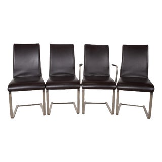 Brown Leather Chairs from Venjakob, Set of 4 For Sale