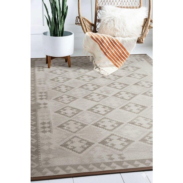 Gray 12x15 Gray Hand-Knotted Wool Diamond Repeat Geometric Modern Carpet Rug For Sale - Image 8 of 10