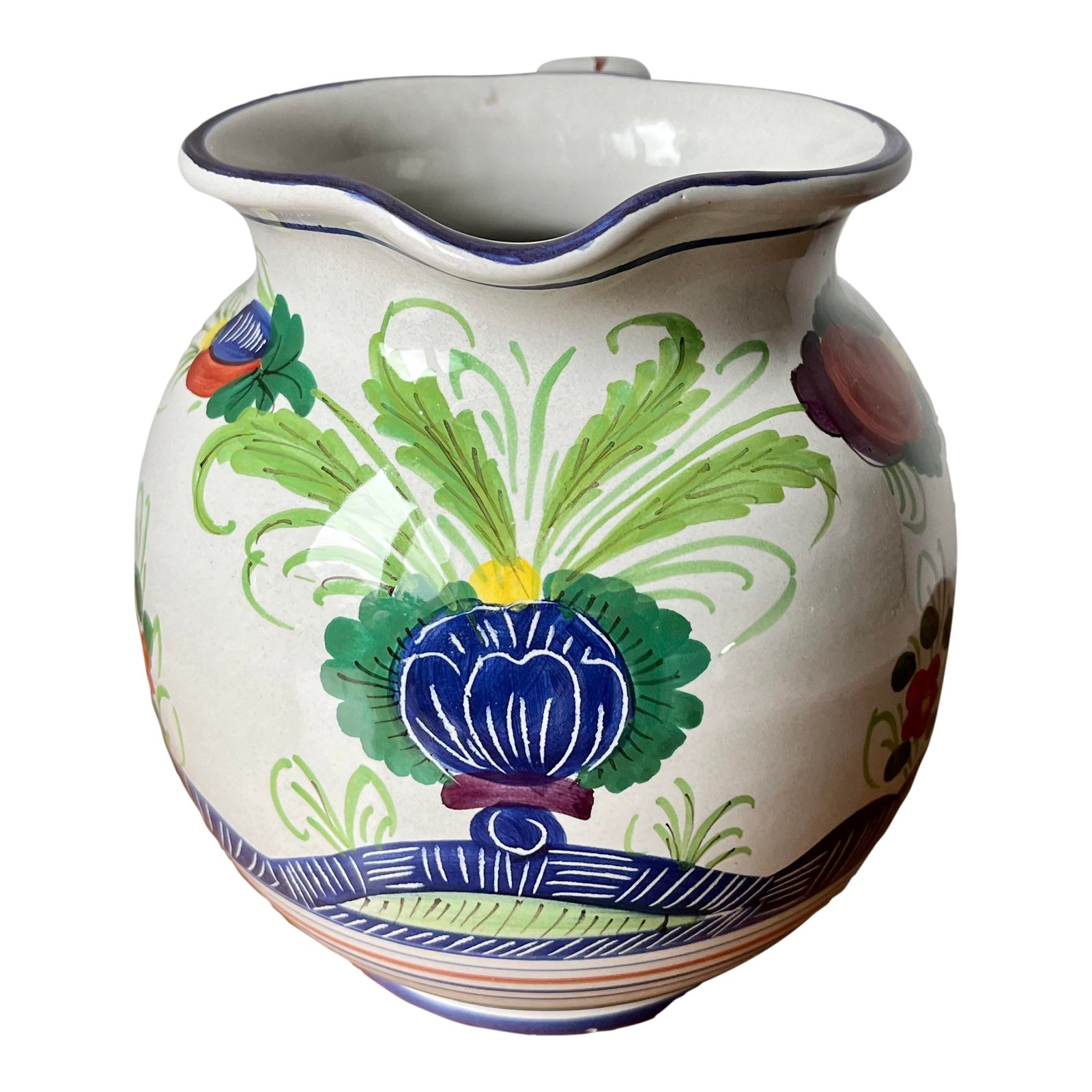 Deruta "Blue Carnation" Italian Faience Pitcher Chairish
