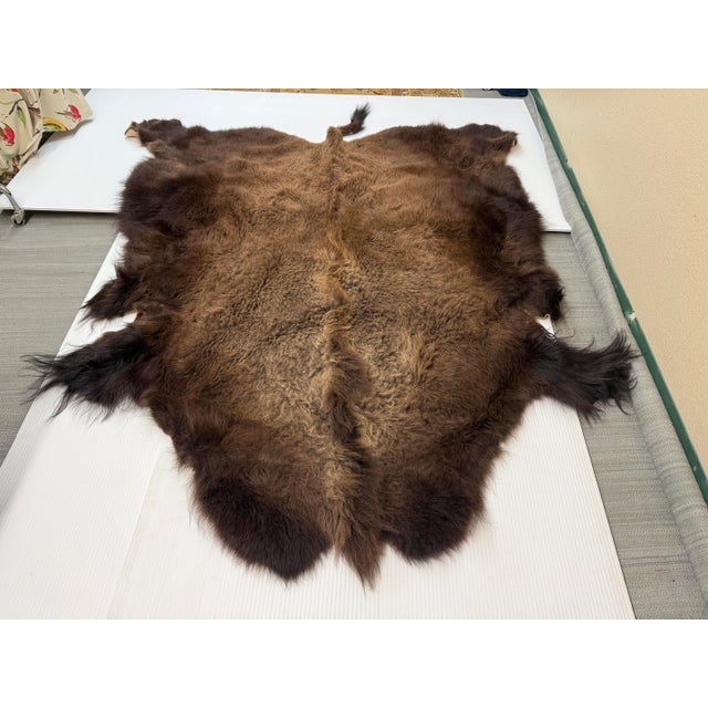 Rustic 6ft 8in × 8ft Buffalo Pelt, Winter Woolly For Sale - Image 3 of 12