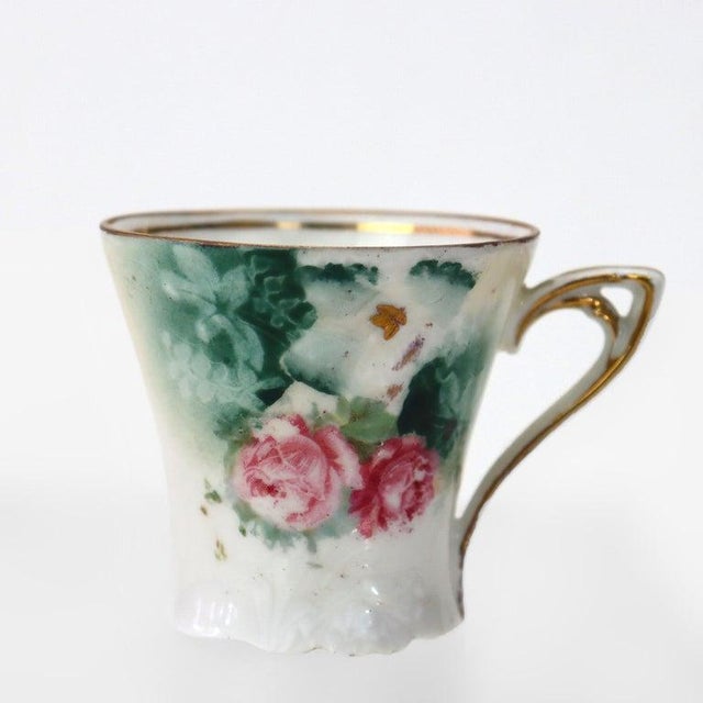 Rococo Antique Rs Prussia Porcelain Chocolate Pot With 5 Demitasse Cups C1890 For Sale - Image 3 of 6
