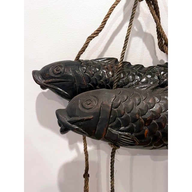 Near Pair of Japanese Jizai Kagi Wood Koi Folk Art Sculptures For Sale - Image 14 of 14