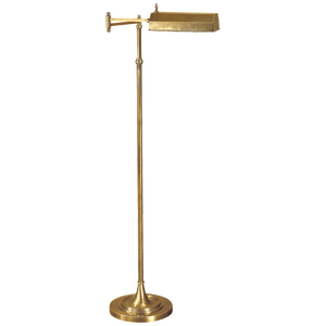 Chapman & Myers for Visual Comfort Signature Dorchester Swing Arm Pharmacy Floor Lamp in Antique-Burnished Brass