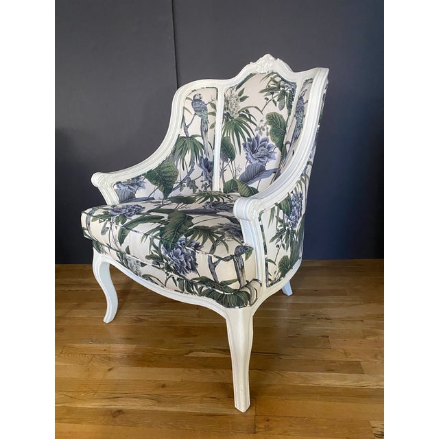 Victorian style armchairs upholstered in House of Hackney's Paradisa in Linen.