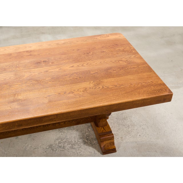 Brown Country French Oak Farmhouse Trestle Dining Table 7.8 Ft For Sale - Image 8 of 18
