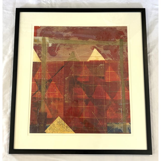1970s C1979 Original Steven Sorman (American 1948-Present) Mixed Media Framed Collage 'Untitled Red' For Sale - Image 5 of 18