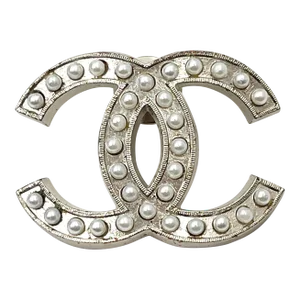 Chanel Silver CC Crystal Large Pin