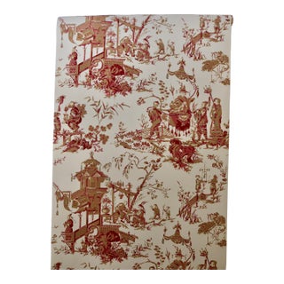 Schumacher Wallpaper Chinoiserie Toile Red and Gold on Ivory For Sale