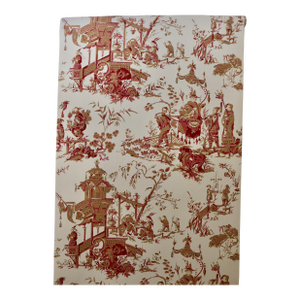 Schumacher Wallpaper Chinoiserie Toile Red and Gold on Ivory