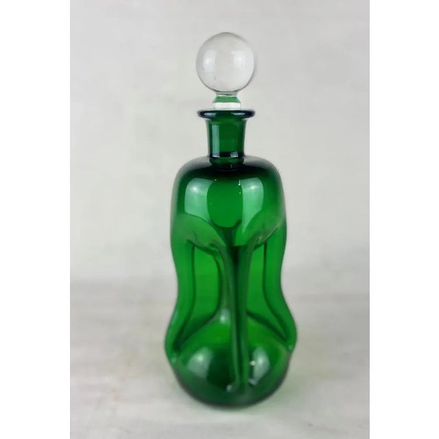 Glass Green Crystal Licorera and Transparent Cap, 1970s For Sale - Image 7 of 7