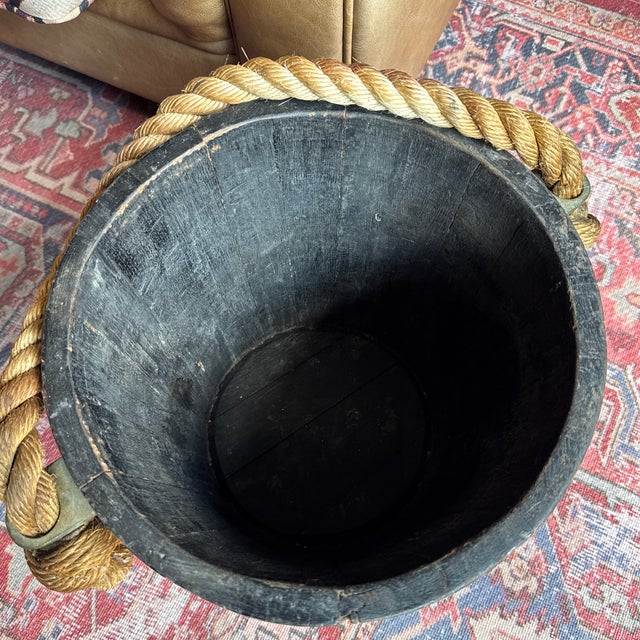 19th Century Brass-Bound Oak Uk Royal Navy Fire Bucket For Sale - Image 11 of 12