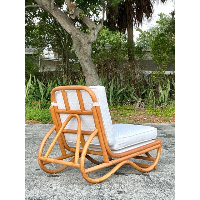 Mid 20th Century Vintage Coastal Rattan Slipper Chair For Sale - Image 5 of 8